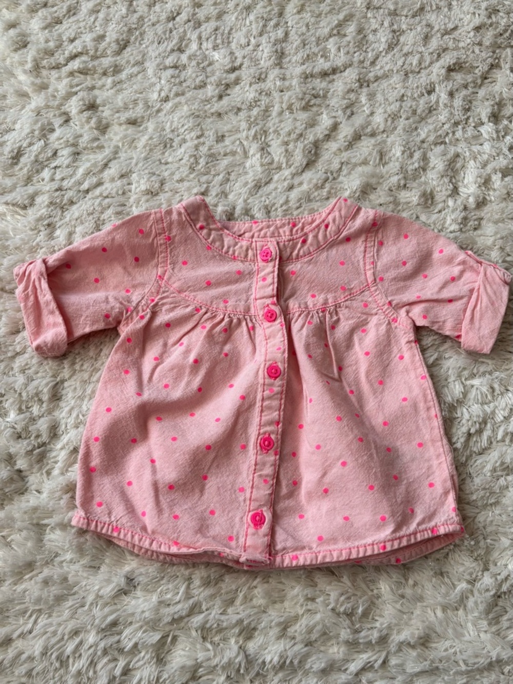 Carter's Light Pink Top with Hot Pink Polka Dots